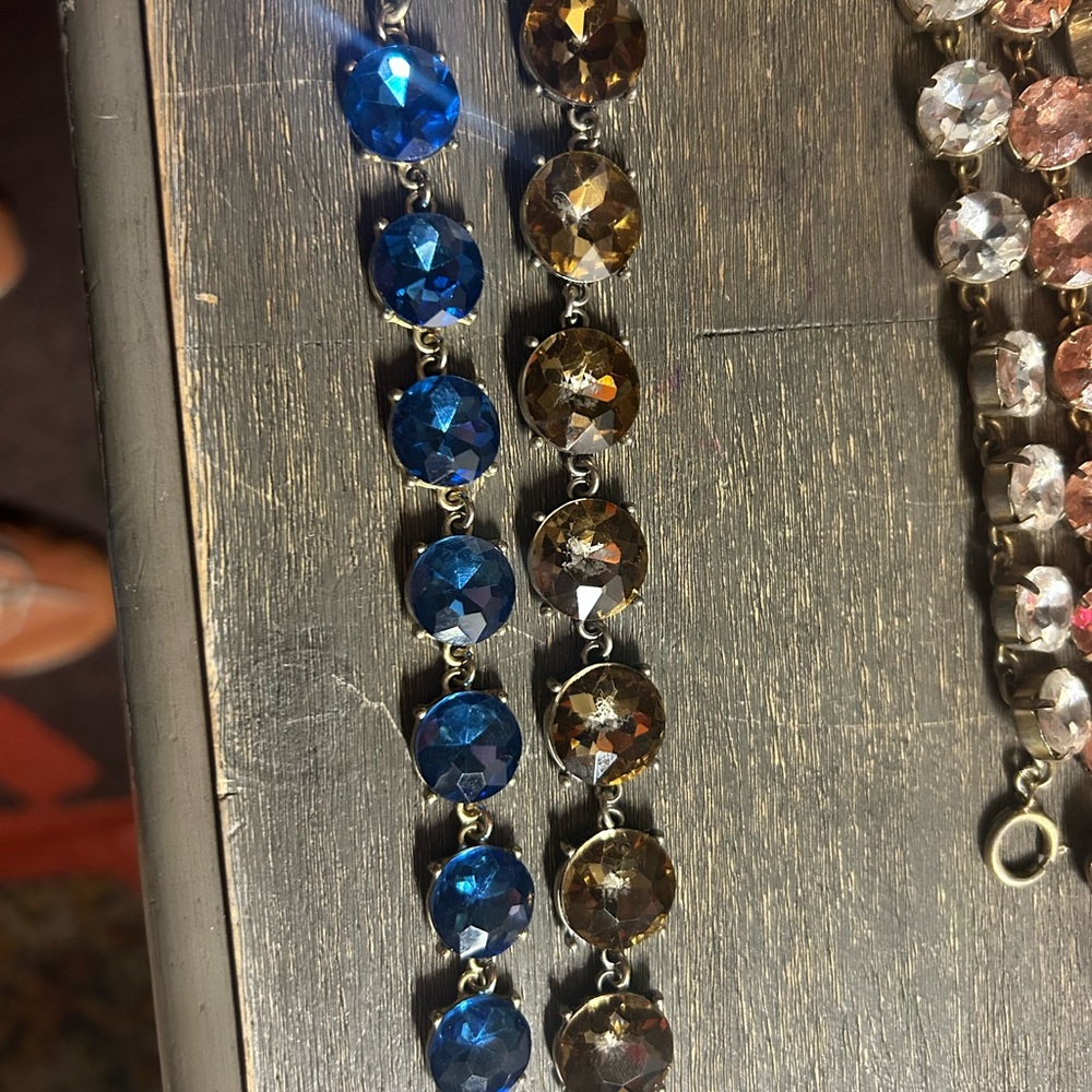 Pair of ‎ Blue and Brown Gemstone Bracelets